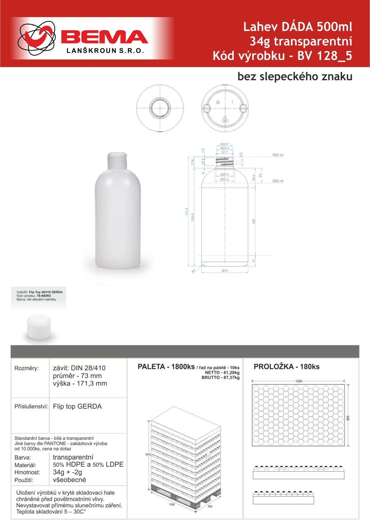 BV 128_5 DADA 500ml 35g transp 23-06-2026